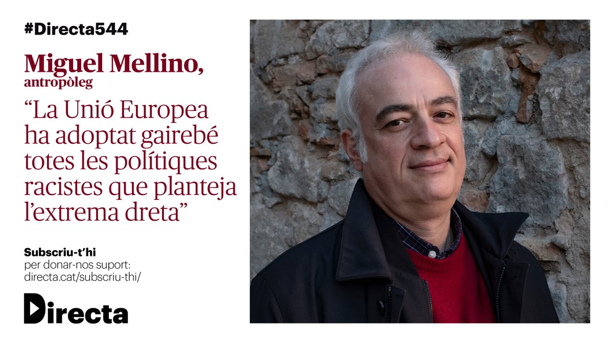 La_Directa's tweet photo. #MIRALLS | Ja #EnObert per a totes les lectores, l'entrevista a l'antropòleg Miguel Mellino publicada a la #Directa544, que analitza l’ús polític del racisme i de les migracions a Europa.
✍️@jotaemi
📸@siraesca
▶️ https://t.co/CbFWeELIeB https://t.co/DX0cQeIvVh