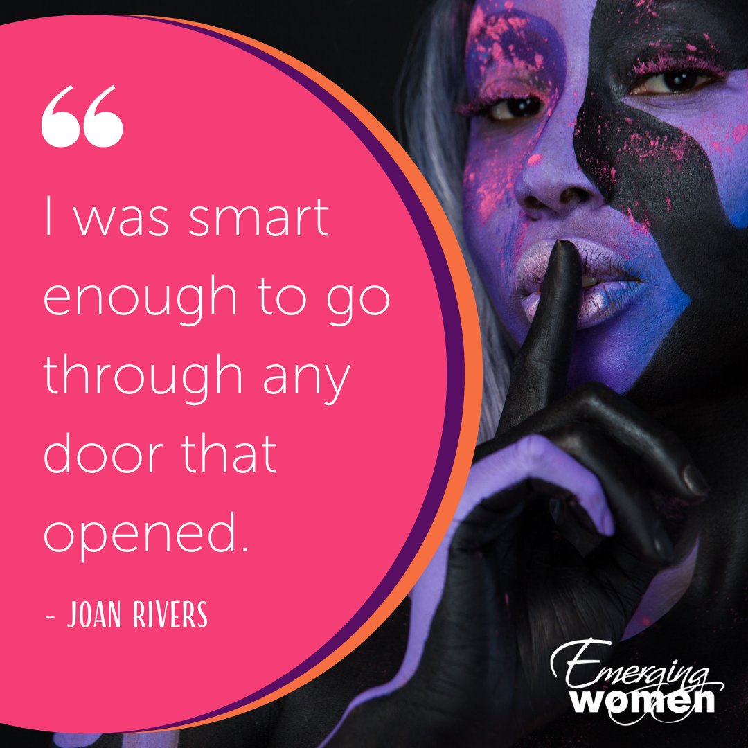 So often we wait for doors to open — only to ignore them when they do. Instead of wondering which doors we should walk through, why not be like Joan and go through all of them?

emergingwomen.com
#emergingwomen #selflovefirst #femininepower #strongertogether