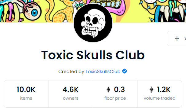 Skulls!! 💀

Were not sure if you’ve noticed… 👀

But we are on a ROCKETSHIP to Toxic Land! 

The Floor is FLYING!! 🚀

LFG!! 

🖤 &amp; RT! 

#ToxicSkulls #ToxicSkullsClub #ToxicFollowToxic #NFTs #NFT #NFTCommunity