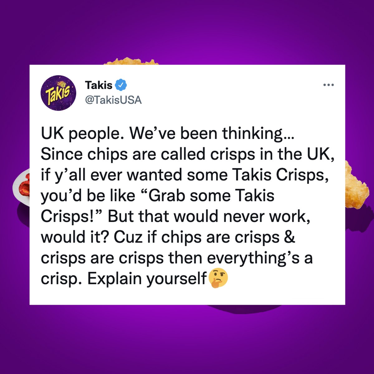 What <a href="/TakisUSA/">Takis</a> thinks we mean when we say fish and chips.