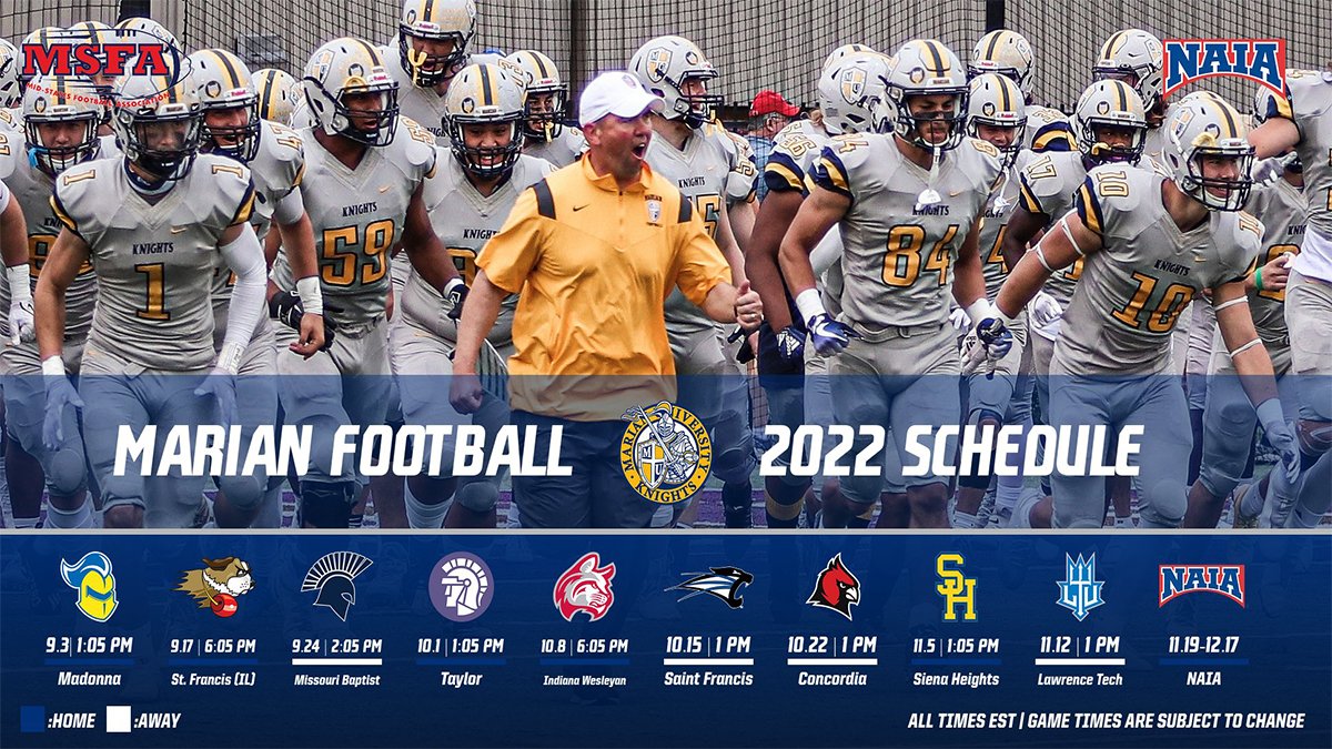 Presenting the 2022 <a href="/MarianUFootball/">Marian Football</a> Schedule!
 - muknights.com/article/8852