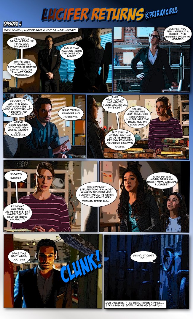 patriotgirl5's tweet photo. HELL YEAH! Happy #LuciferReturns Day! In honor of this SPECIAL LUCIDAY, I'm releasing the latest installment of my special comic book post S6 series. Here's EPISODE 4! #Lucifer @lucifernetflix @warnerbrostv @Netflix @JBFilms https://t.co/TfcngfbH16
