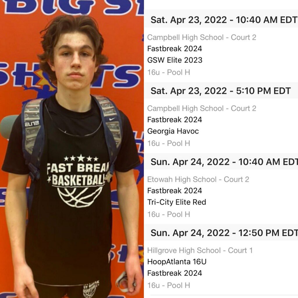 WillCooper05's tweet photo. Here’s my schedule for our upcoming tournament at OntheRadar sweet 16 session 2. @FastBreakAAU @central_mcminn @PrepHoopsTN @OntheRadarHoops https://t.co/y6odvASBp9
