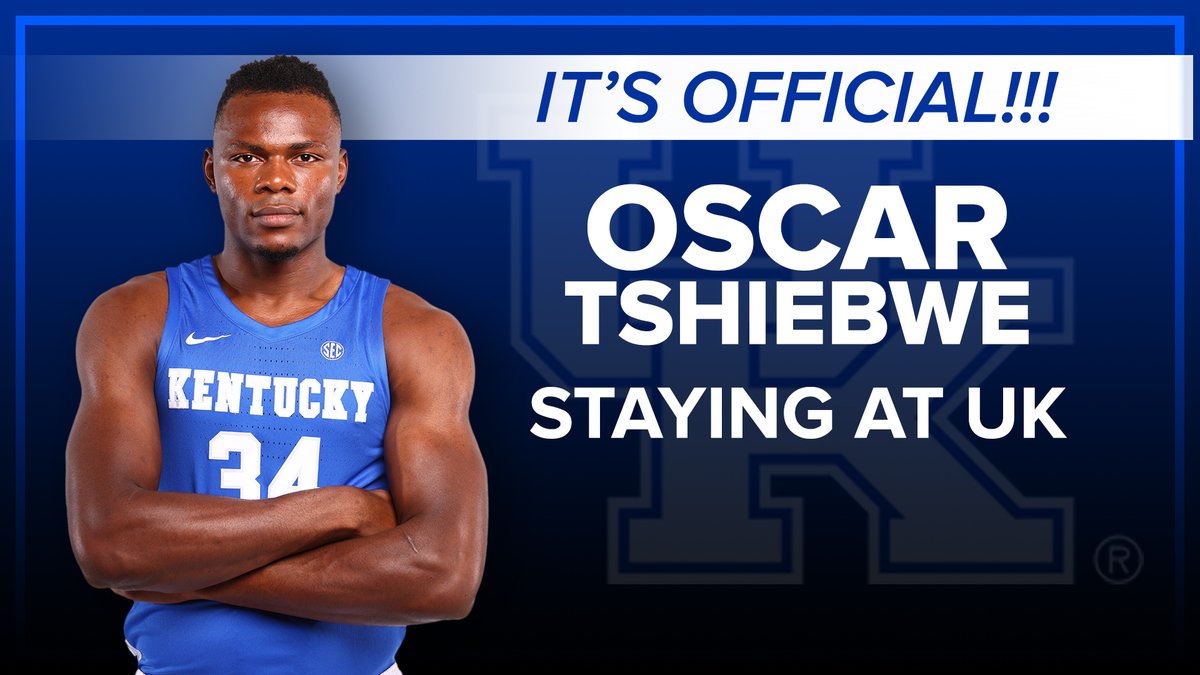 BBNTonight's tweet photo. It's official: OSCAR TSHIEBWE IS BACK!

The consensus National Player of the Year will once again be a Wildcat in the 2022 season #BBN https://t.co/Ku5rOSzGlX