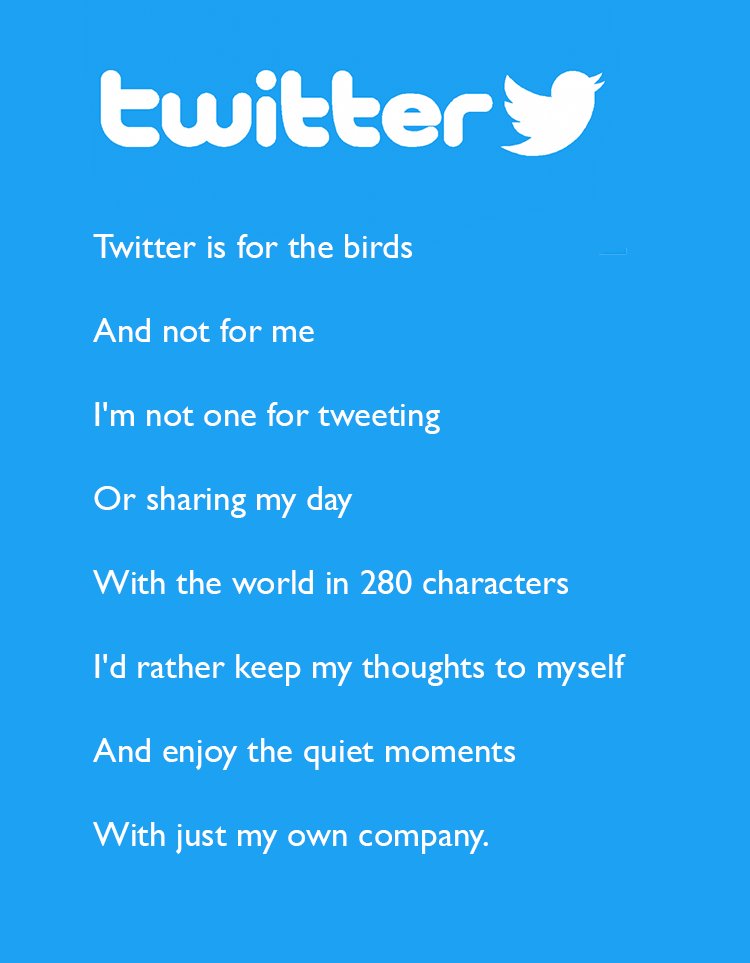 danbarker's tweet photo. Here is a set of poems, each generated by AI, about Twitter, LinkedIn, Facebook, and TikTok.

I asked the AI to write them in the style of Philip Larkin. https://t.co/F9PkIXhrOz