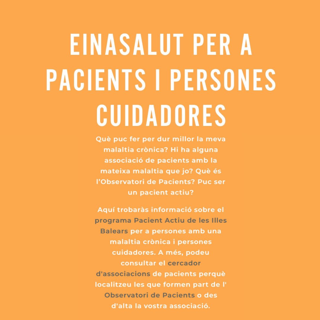 sonrutlan's tweet photo. Vols menjar millor, moure’t més, deixar de fumar, beure menys, sentir-te millor? I molt més!!
 T’hi ajudam⤵⤵⤵
https://t.co/HdygTquigM
En aquest portal trobaràs informació per dur un estil de vida més saludable.
#einasalut
#apmallorca https://t.co/URyTnPftWG