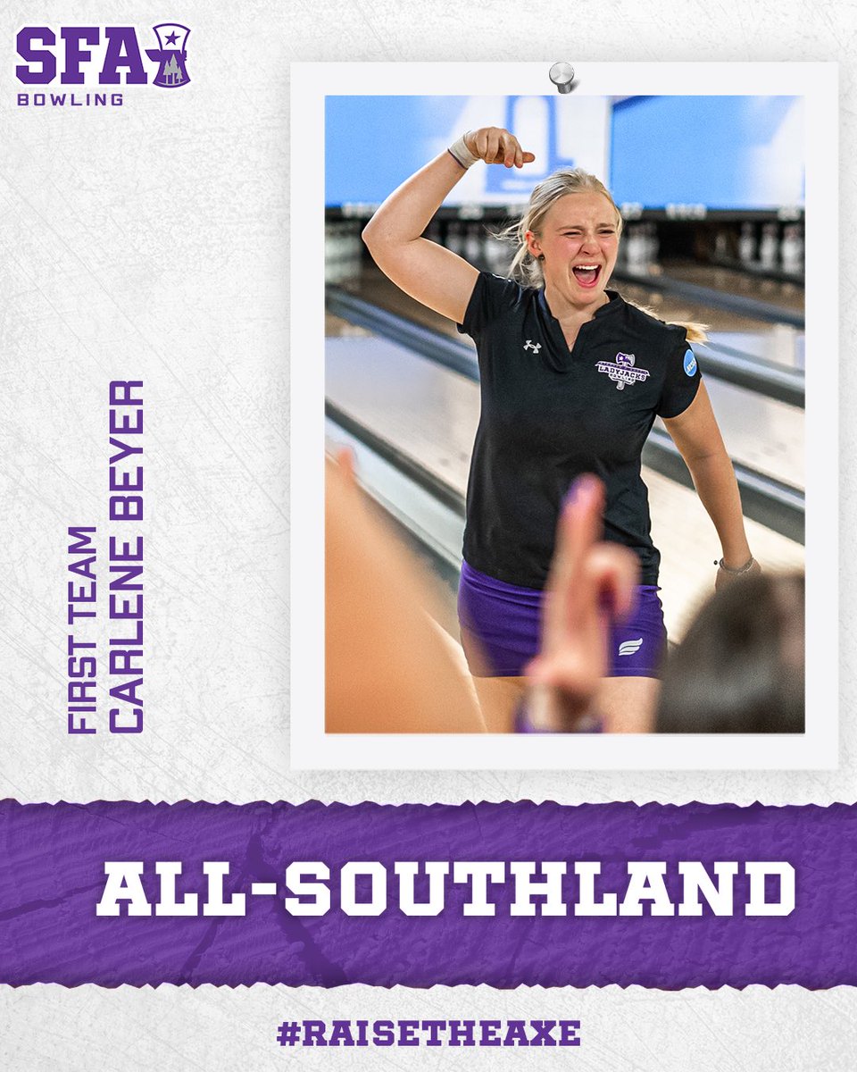 SFA_Bowling's tweet photo. Congratulations to @BeyerCarlene on being named to the @SouthlandBowl First Team!

#MakeItHappen x #AxeEm x #RaiseTheAxe https://t.co/P2OowkPuuM