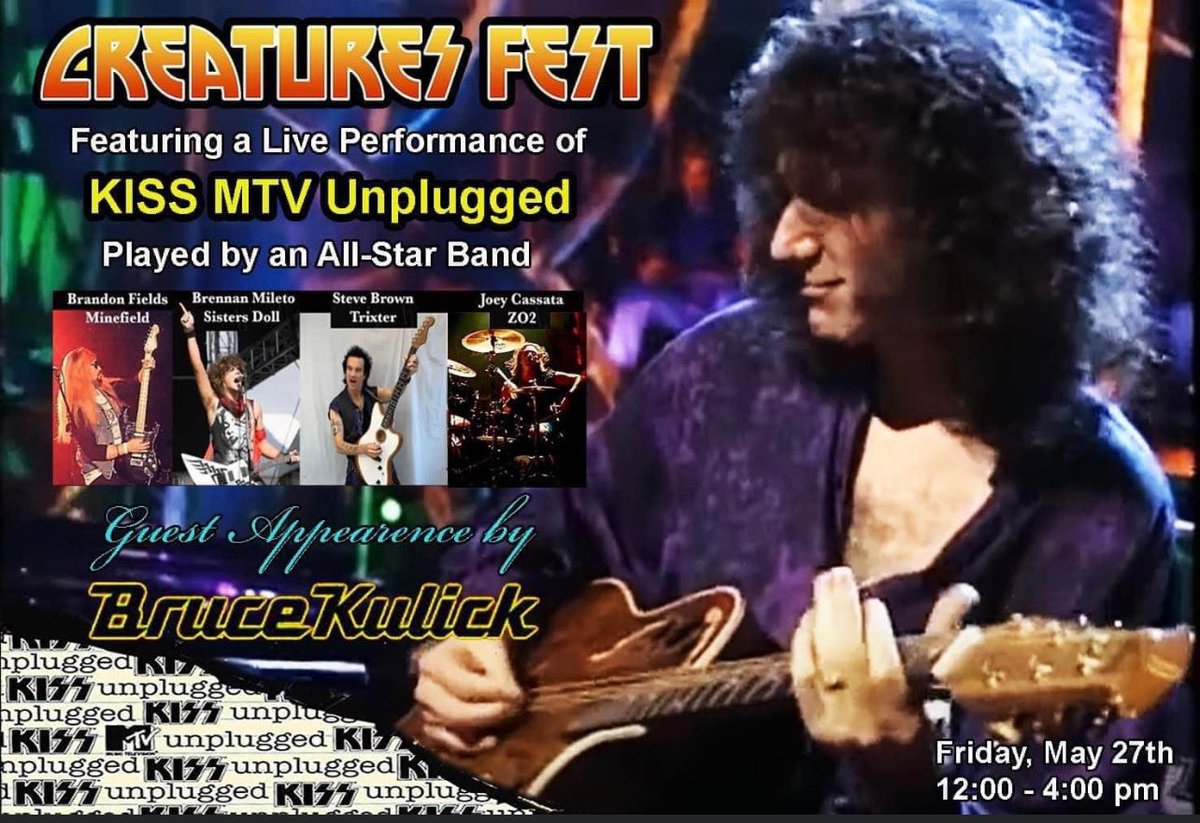CarrieStevensXO's tweet photo. Catch @brucekulick at #creaturefest I’ll be hosting a pool party where Bruce and an all star band will recreate Kiss’ MTV unplugged. https://t.co/kgA3KzlCkb