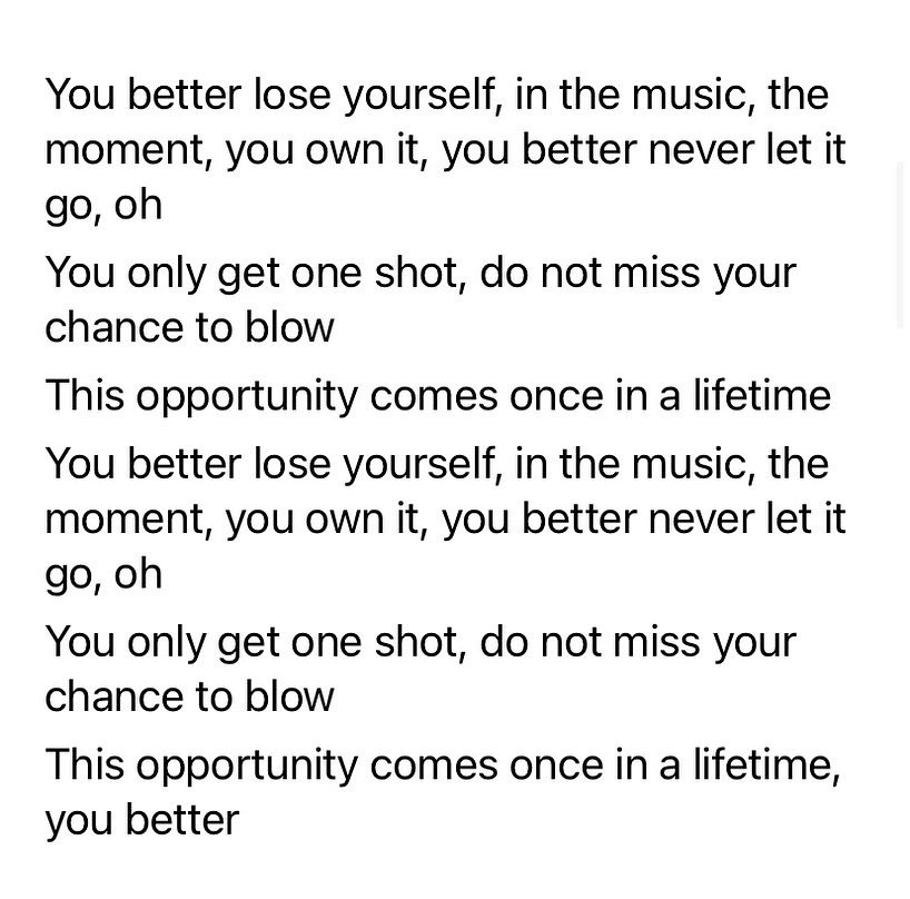 teacherdirks's tweet photo. “Lose yourself,” written by Jeffery Irwin Bass, Marshal B. Mathers, and Luis Edgardo Resto, is the song that inspired me to start using song lyrics to teach the elements of poetry…waaaaaaay back in 2004… https://t.co/OF4jIqOPsE