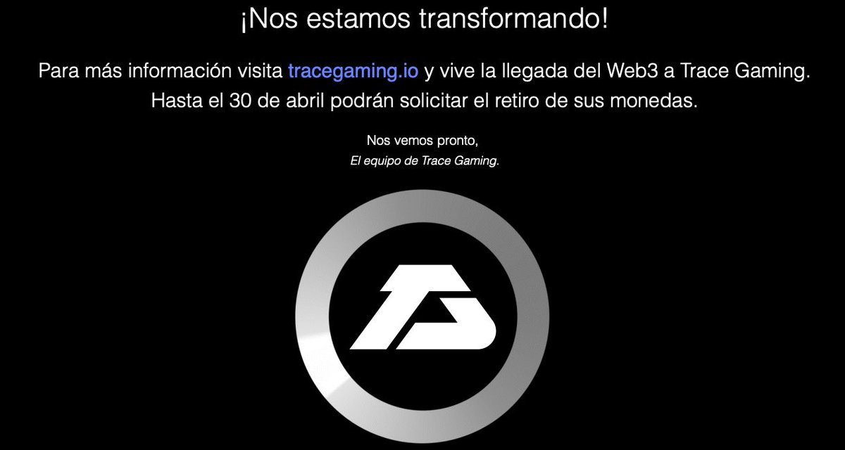 tracegaming_es's tweet photo. Oficialmente la plataforma de la Web 2.0 cerró. Le damos las gracias por todo este tiempo de operación y nos despedimos🤧

Próximamente le daremos la bienvenida a #TraceGaming 3.0🔺🙌🏻

Este mensaje se encuentra en la página https://t.co/I3NfaScmEa https://t.co/jOZOVNqgcm