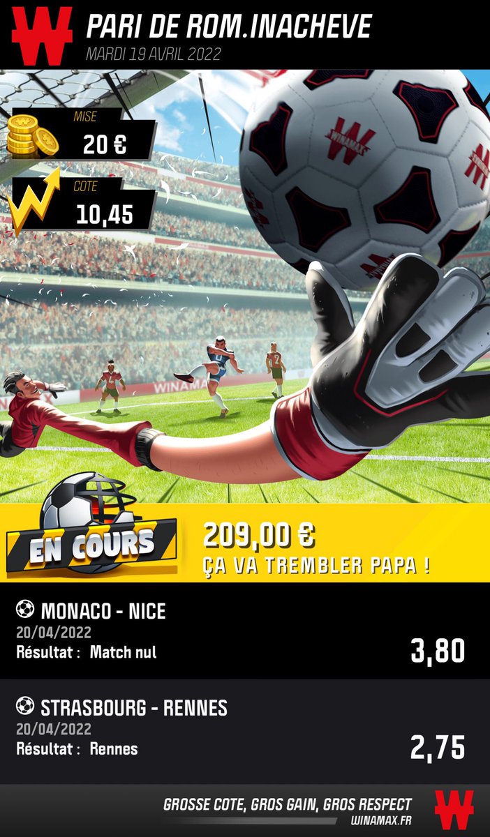 Allez Rennes ce soir ! 
On croise les doigts pour rester sur le podium !! 

Dépôt double sur ⁦<a href="/WinamaxSport/">Winamax Sport 🔞</a>⁩ : winamax.fr/landing/landin…