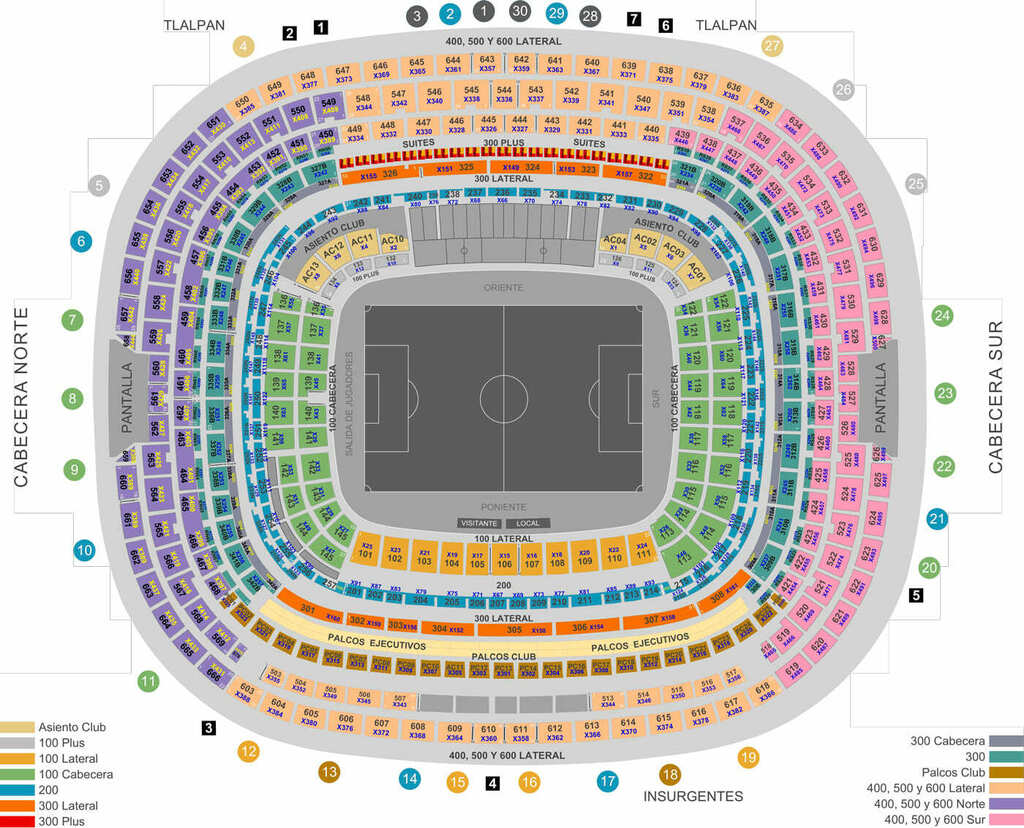 futmxweb's tweet photo. Localidades del Estadio Azteca, Mapa estadio azteca https://t.co/pCRIHRwTaS #golmx https://t.co/F2hEttYIve