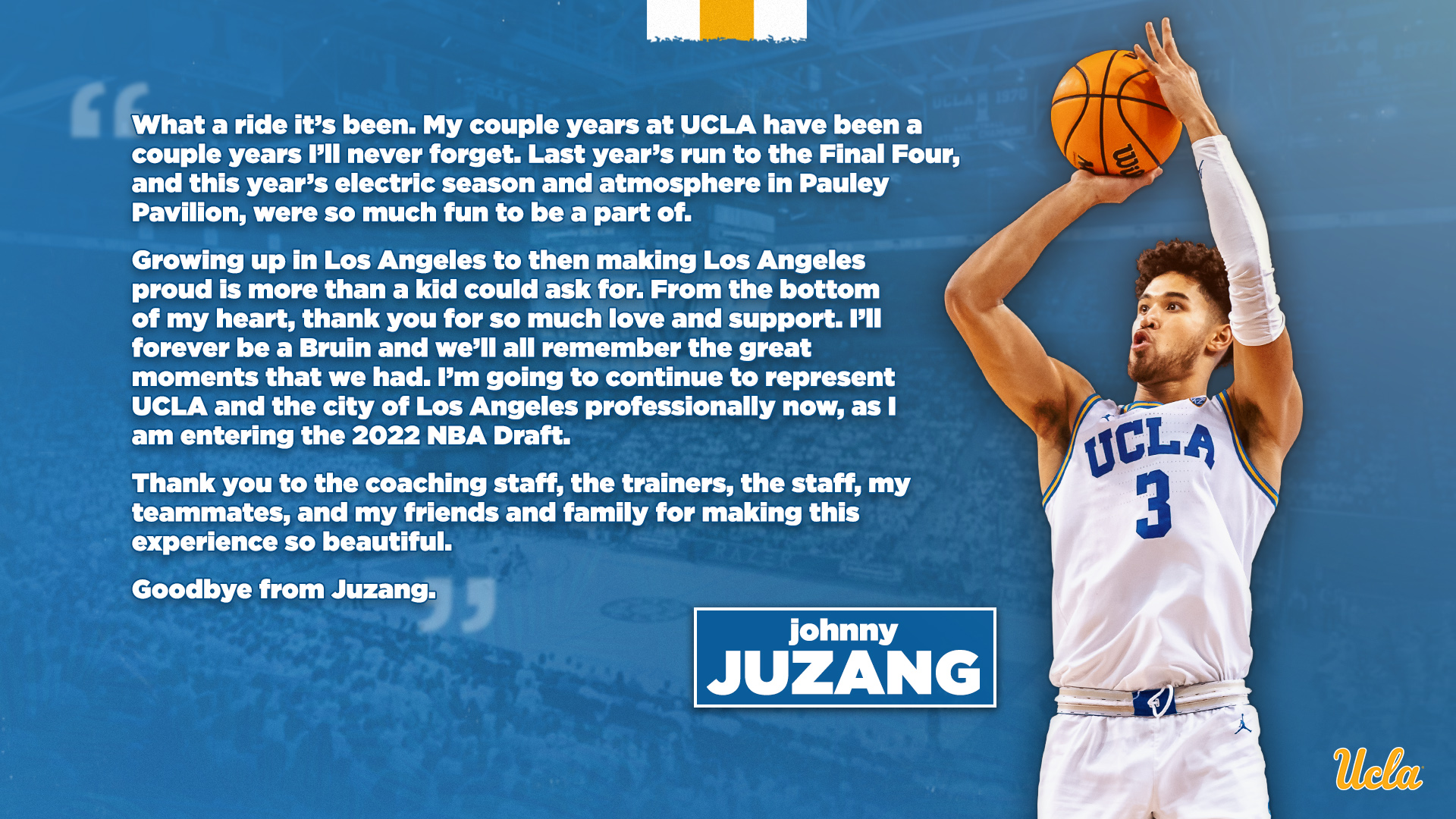 UCLA's Johnny Juzang declares for NBA Draft – while keeping his options  open