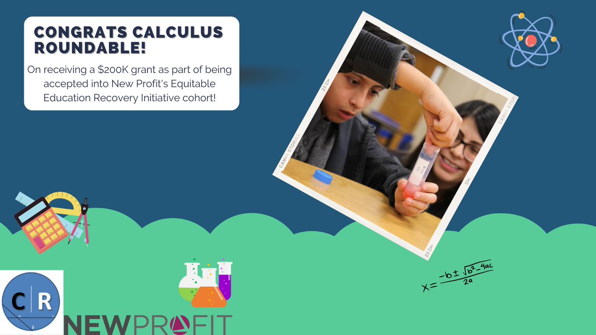 Congratulations to one of our fiscal projects, <a href="/CalcRound/">CalcRound</a>  for being selected to be a part of New Profit’s Equitable Education Recovery Initiative cohort. Calculus Roundtable is one of 24 organizations selected nationwide, and one of eight in the California region!✖️⚛️