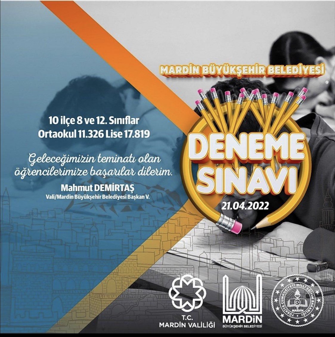 Denemeler ile çocuklarımızı buluşturan,desteklerini hep hissettiğimiz Mardin Valisi ve Mardin Büyükşehir Belediye Başkanı  <a href="/mahmutdemirttas/">Mahmut Demirtaş</a> ‘a şükranlarımızı sunuyoruz