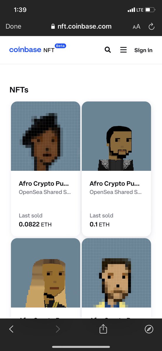 AfroCryptoPunk's tweet photo. @Coinbase_NFT now host #AfroCryptoPunks #NFTs https://t.co/lwD6xpGIHK