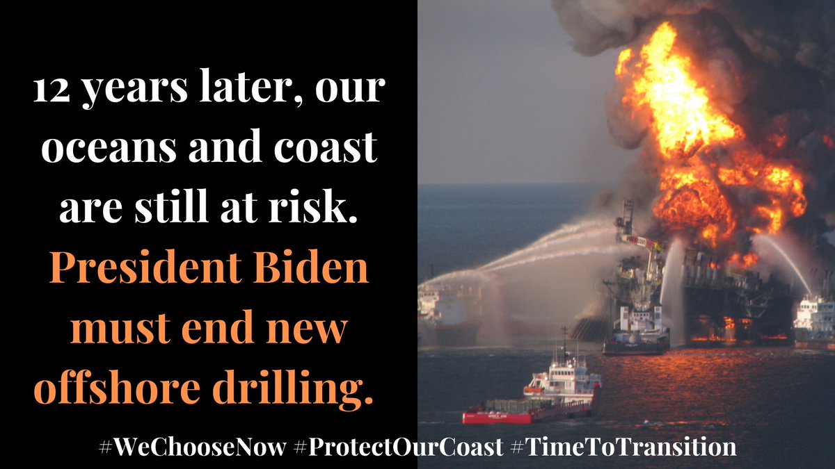 GNOHA's tweet photo. 12 years ago, BP’s #DeepwaterHorizon drilling disaster devastated Gulf communities & stuck everyday people with the cost of their greed. Now it’s #TimeToTransition @POTUS, @Interior, @BOEM must #ProtectOurCoast & make sure there are #NoNewOilLeases in the Gulf https://t.co/o21968NbKp