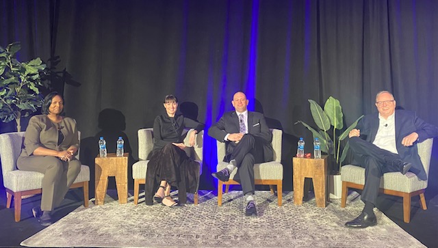 IDTheftCenter's tweet photo. Thanks to the #IDTheftCenter board members @jdruotolo of @GrantThorntonUS &amp; Clarissa Carnero of @AmericanExpress for discussing efficient financial services in the private sector when it comes to secure identities with Kim Sutherland and @kenmeiser of @LexisNexisRisk. Brilliant! https://t.co/lznUsrS2Uq