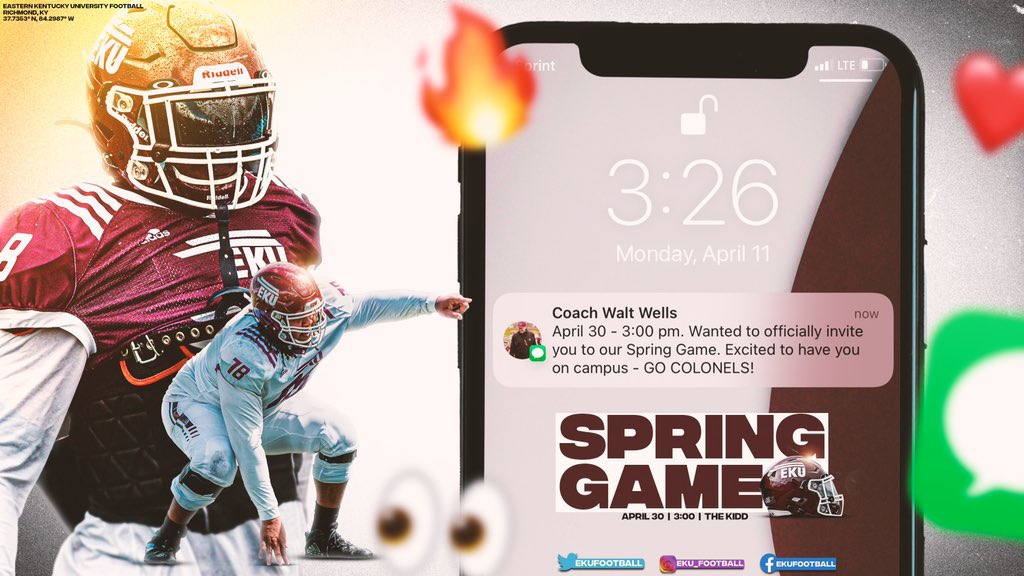 nolanhunter_'s tweet image. Can’t wait for the Spring Game, April 30th! Thank you for the invite!! @EKUFootball @WaltWellsCamps @CoachKevMac @coacharichman @Cox83Caleb