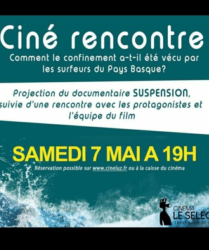 Fierté d'avoir coproduit "Suspension", un documentaire de Laurent Etchamendy, avec <a href="/viddeoprod64/">videoprod64 🎥📸</a>. Avt-1ère le samedi 7 mai, 19h00, Cinéma Saint-Jean de Luz.