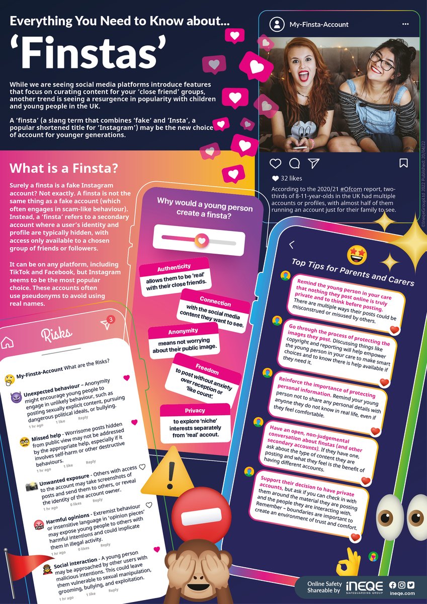 ineqegroup's tweet photo. While popular with celebrities like Justin Bieber and Kristen Stewart, #Finstas are seeing a current resurgence with children and young people in the UK. Find out everything you need to know about this trend here ⏩ https://t.co/9ZzCgdZKdR https://t.co/vbrBcOkdUj