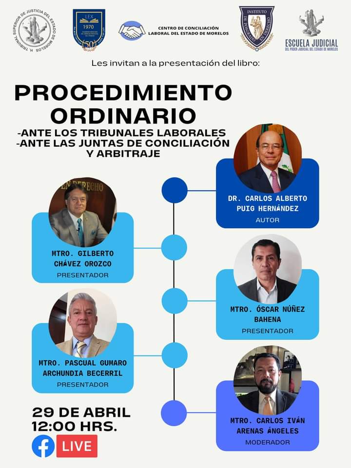 IPD_Mexico's tweet photo. ¡¡¡Únete al Live de Facebook este 29 de Abril  en punto de las 12:00 hrs a la presentación del libro "PROCEDIMIENTO ORDINARIO"
-Ante los Tribunales Laborales 
-Ante las Juntas de Conciliación y Arbitraje https://t.co/koQFq7NhM5