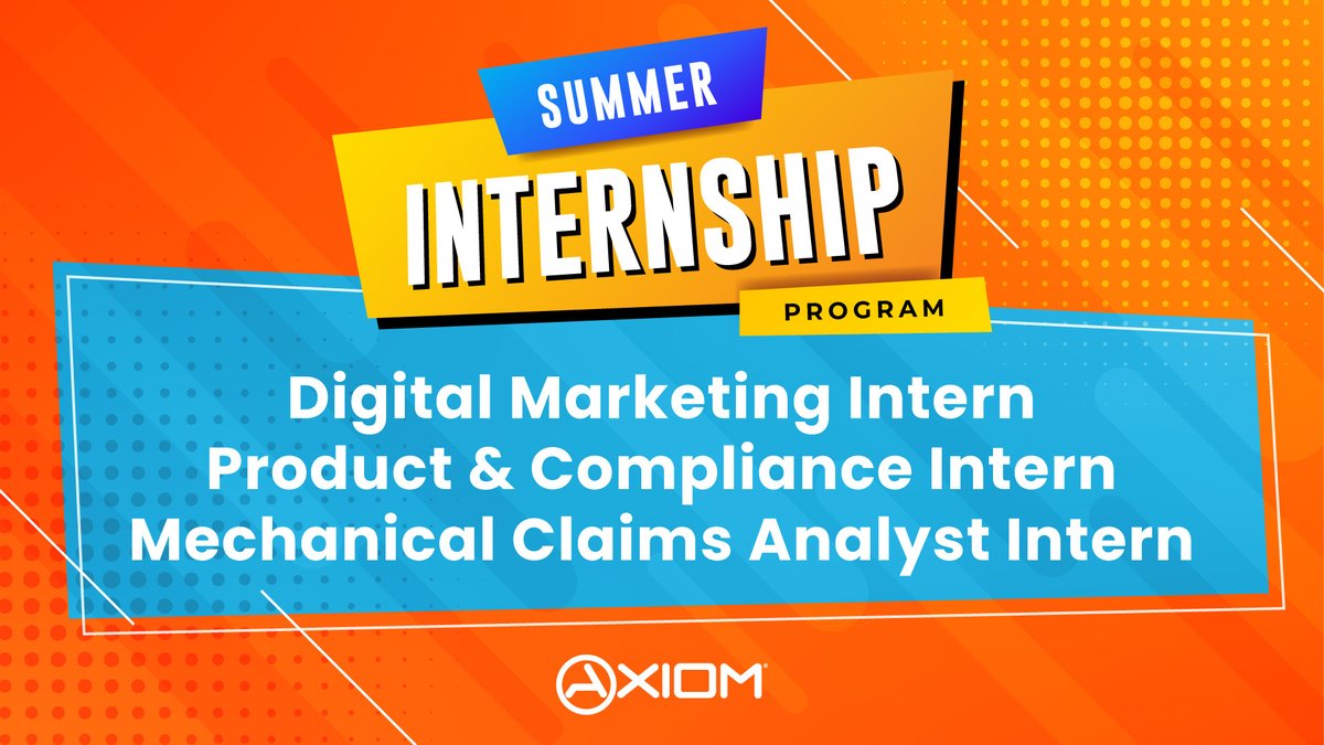 AxiomProducts's tweet photo. Our 12-week Summer Internship Program begins on May 23rd until August. The Axiom internship program is a great opportunity for students to learn more about our industry and gain hands-on experience
Check out all our internship roles here: https://t.co/LvyVXgTuWO https://t.co/UTktq2H7eb