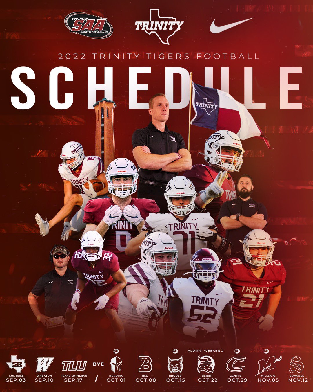 Trinity University Football on Twitter "🏈2022 Schedule Release🐅 