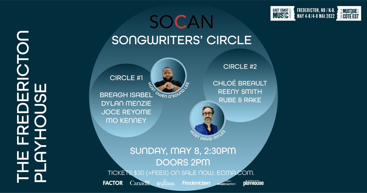 ✅ 9 incredible artists ✅ A beautiful performance venue ✅ A glimpse into the stories behind your favourite songs What more could you want!? Close out your #ECMA2022 at the @SOCANmusic Songwriters’ Circle happening Sunday, May 8th at 2:30pm. Tickets > theplayhouse.ca/en/schedule-an…