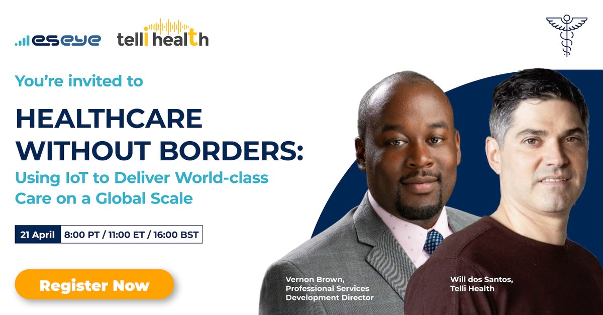 eseyeM2M's tweet image. 1 day to go until our #HealthcareIoT Without Borders webinar with Telli Health! Eseye & Telli Health discuss challenges of #IoTdeployment, and how to overcome them.
Register now: bit.ly/3Lh8LRq
#IoHT #Telehealth #RPM