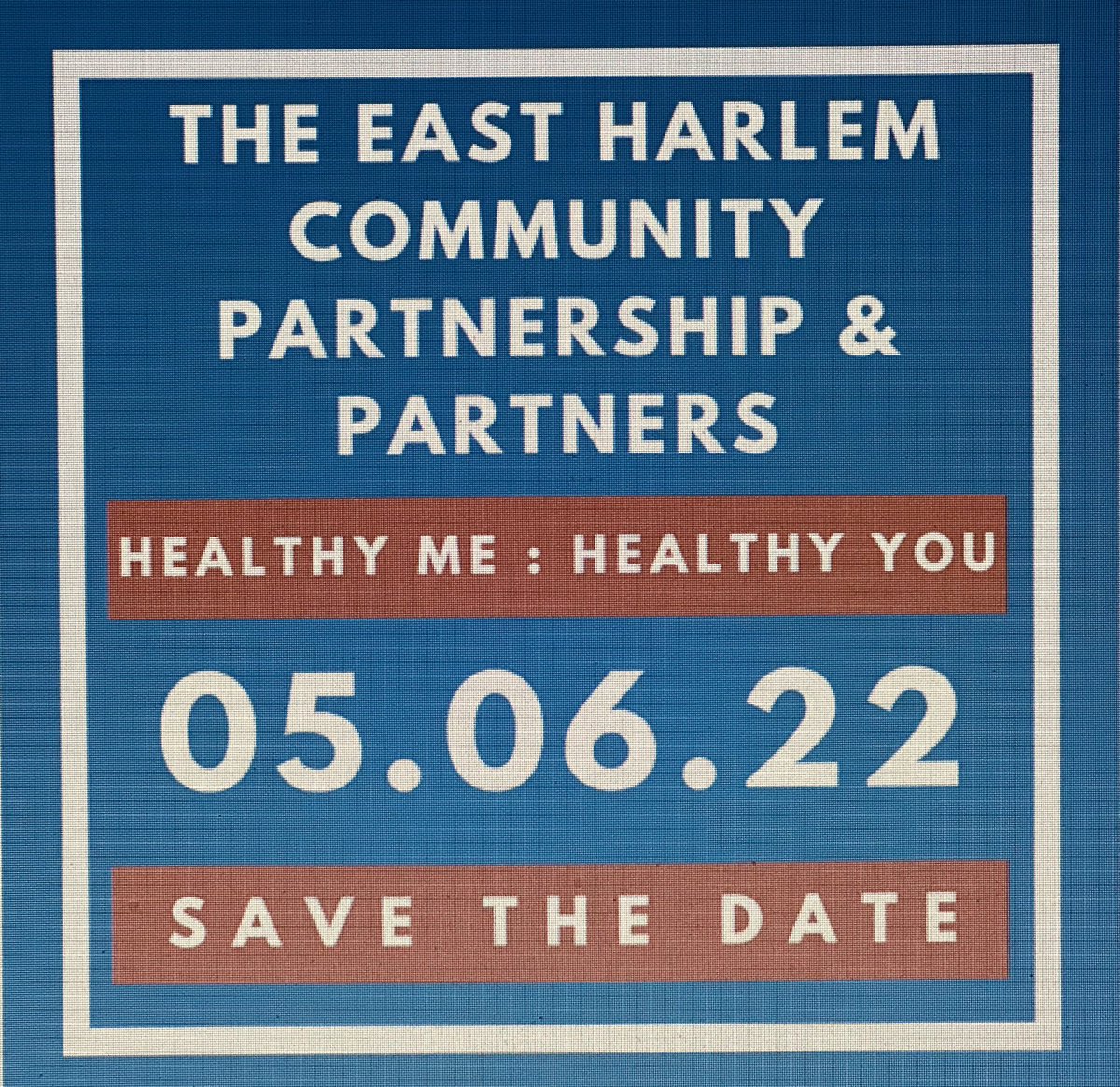East Harlem Community Partnership (@eastharlemcp) on Twitter photo Join our “Healthy ME - Healthy YOU” outdoor #health fair on Friday, May 6! Community Garden: 237 East 104 Street. 10 am - 2 pm. Lots of info, blood pressure & other tests. KN95 masks. Singing bowls for relaxation & healthy snacks & giveaways! #EastHarlem <a href="/unionsettlement/">Union Settlement</a> Join our “Healthy ME - Healthy YOU” outdoor #health fair on Friday, May 6! Community Garden: 237 East 104 Street. 10 am - 2 pm. Lots of info, blood pressure & other tests. KN95 masks. Singing bowls for relaxation & healthy snacks & giveaways! #EastHarlem <a href="/unionsettlement/">Union Settlement</a>