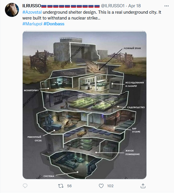 Fianna_Saoirse's tweet photo. Pro-Russische Accounts behaupten jetzt in Massen, es gäbe sozusagen eine Fallout Vault unter dem #Azovstal Werk in #Mariupol 🤡

Der Zweck erschließt sich mir noch nicht so ganz. https://t.co/pTv4XeC7Aw