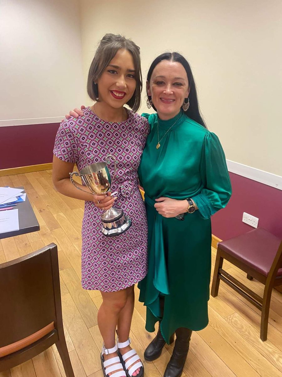 Sally Mae Comey, a pupil of The Foyle School of Speech and Drama, winner of the Yeats Competition, pictured with adjudicator Bronagh Gallagher.

#derryfeis 
#derryfeis100