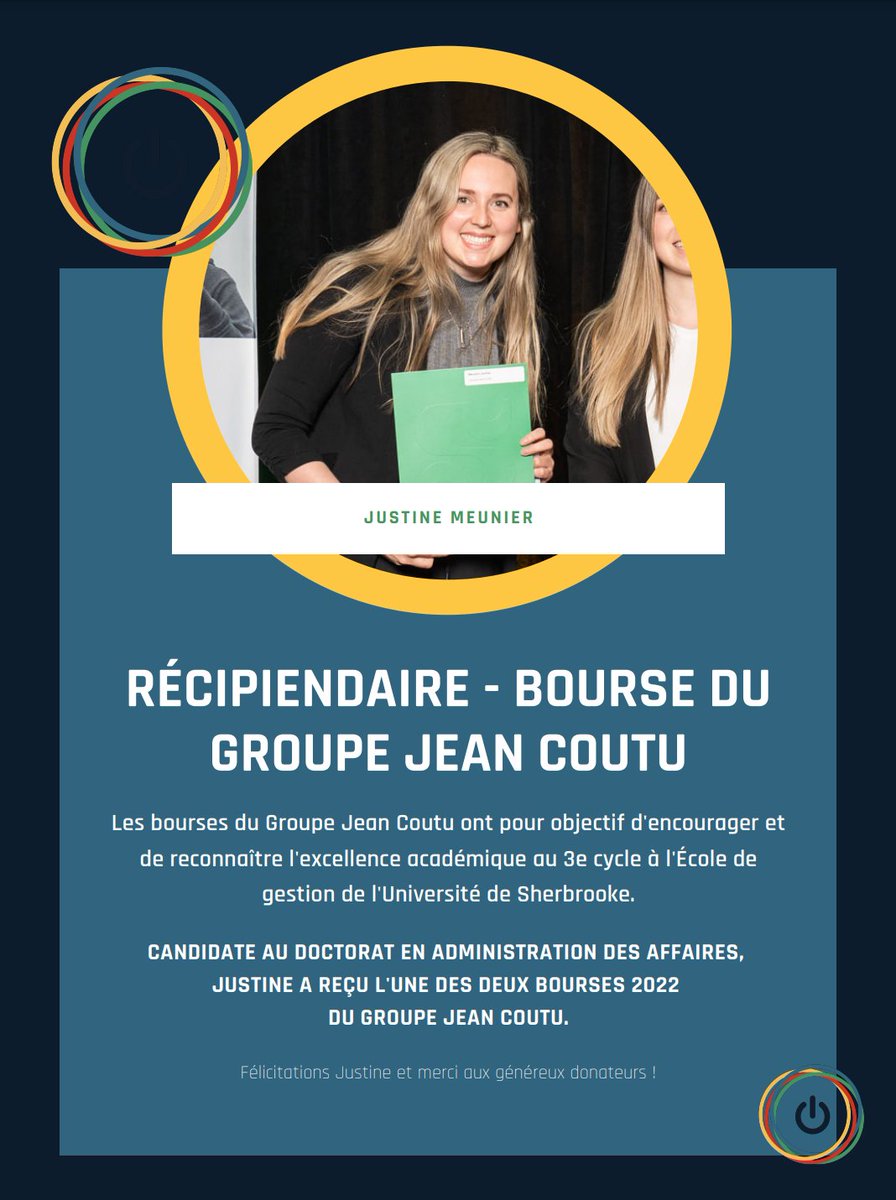 Nos étudiants-chercheurs se démarquent! Félicitations Justine!