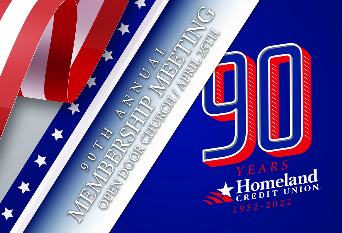 HomelandCU's tweet photo. Homeland Credit Union members ๐ฃ
Join us Monday, April 25th for our 90th Annual Membership Meeting at Open Door Ministries. The doors open at 5pm and the meeting begins at 6pm. We hope to see you there!! #homelandcu https://t.co/7PNarGlTa1