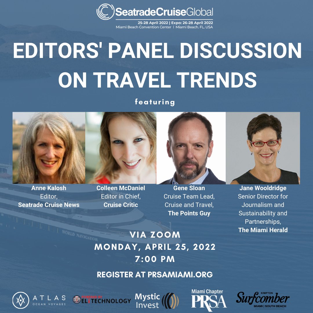 I'm super excited to chat #cruise with a great panel at <a href="/SeatradeCruise/">Seatrade Cruise</a> Global. Join us in person or via zoom. <a href="/CruiseLog/">Gene Sloan</a> <a href="/JaneWooldridge/">Jane Wooldridge</a>