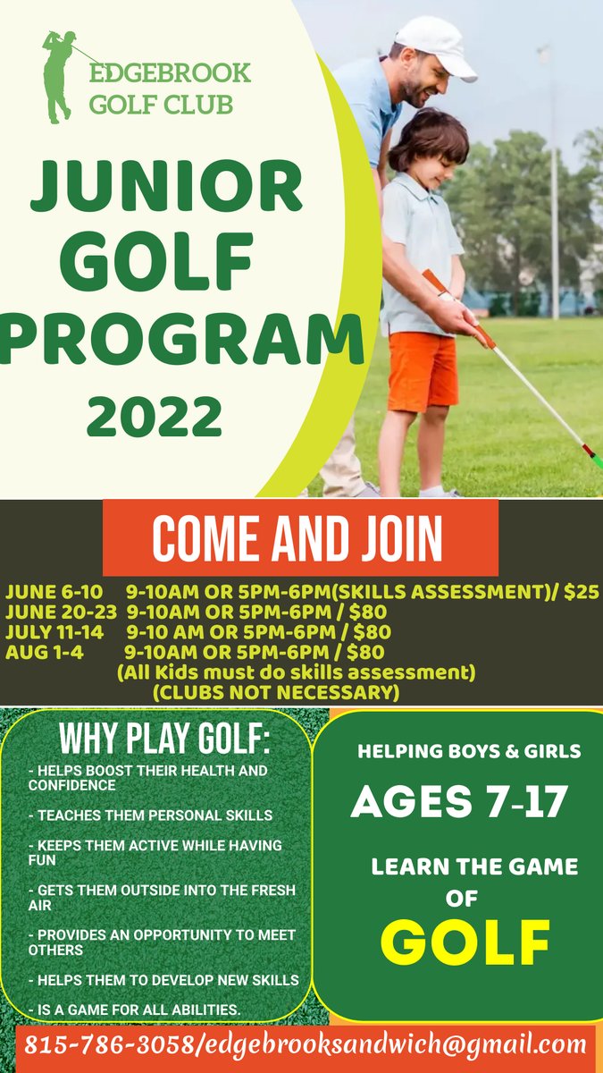 Exciting News out of Edgebrook Golf Club in Sandwich. Parents if your child is intertest in learning more about Golf here is a great program.  See the the flyer for more information or call Edgebrook to get your questions answered or find out more details.   <a href="/SHSIndiansGolf/">Sandwich Golf Team</a>