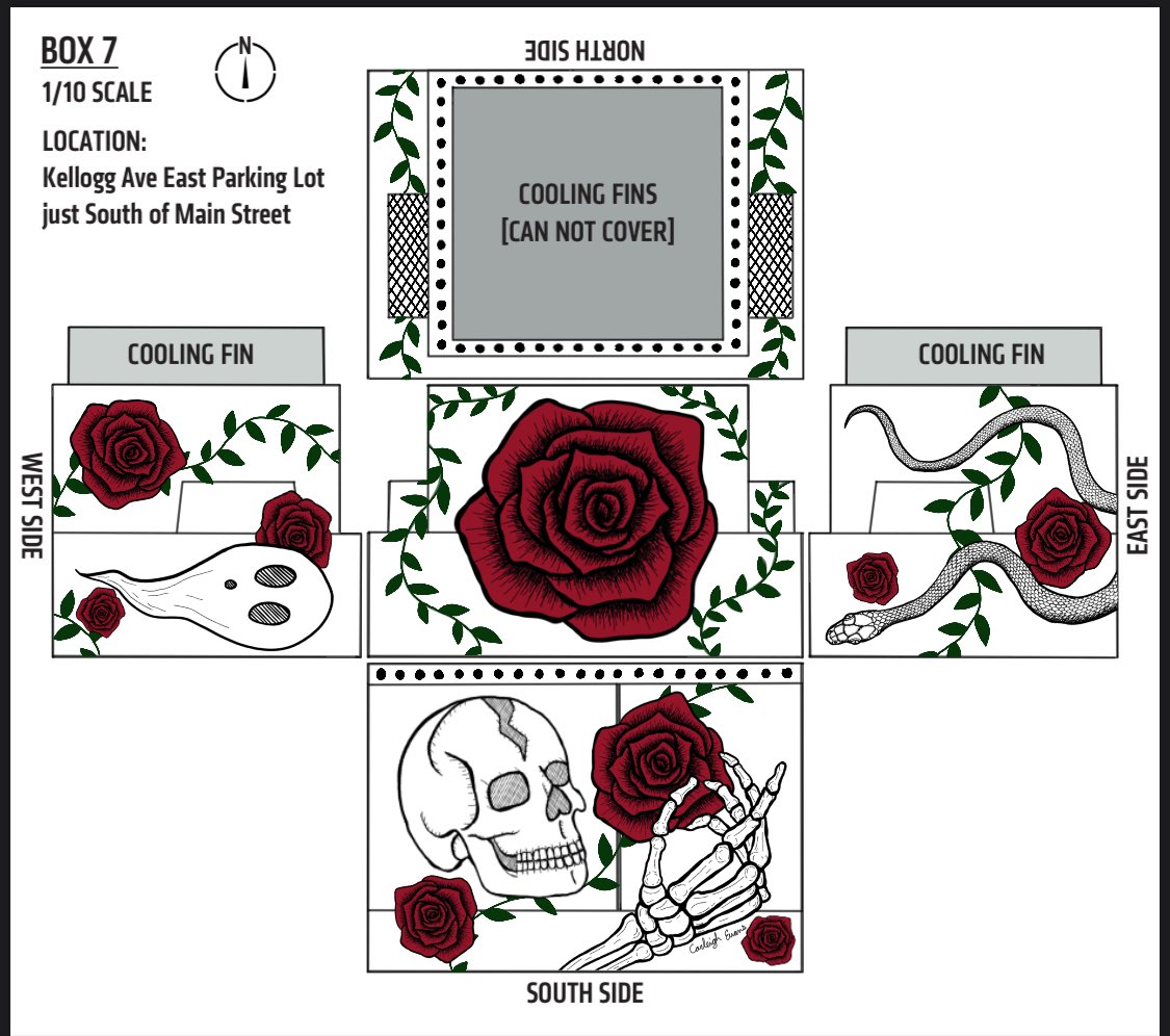 ACSD_News's tweet photo. AHS senior Carleigh Evans’ transformer box design was recently selected for installation in the downtown area of Ames. She completed this project as part of her Advanced Graphic Design class. The City of Ames is currently working to prepare the boxes and wraps for installation. https://t.co/0rfdzIBQHf