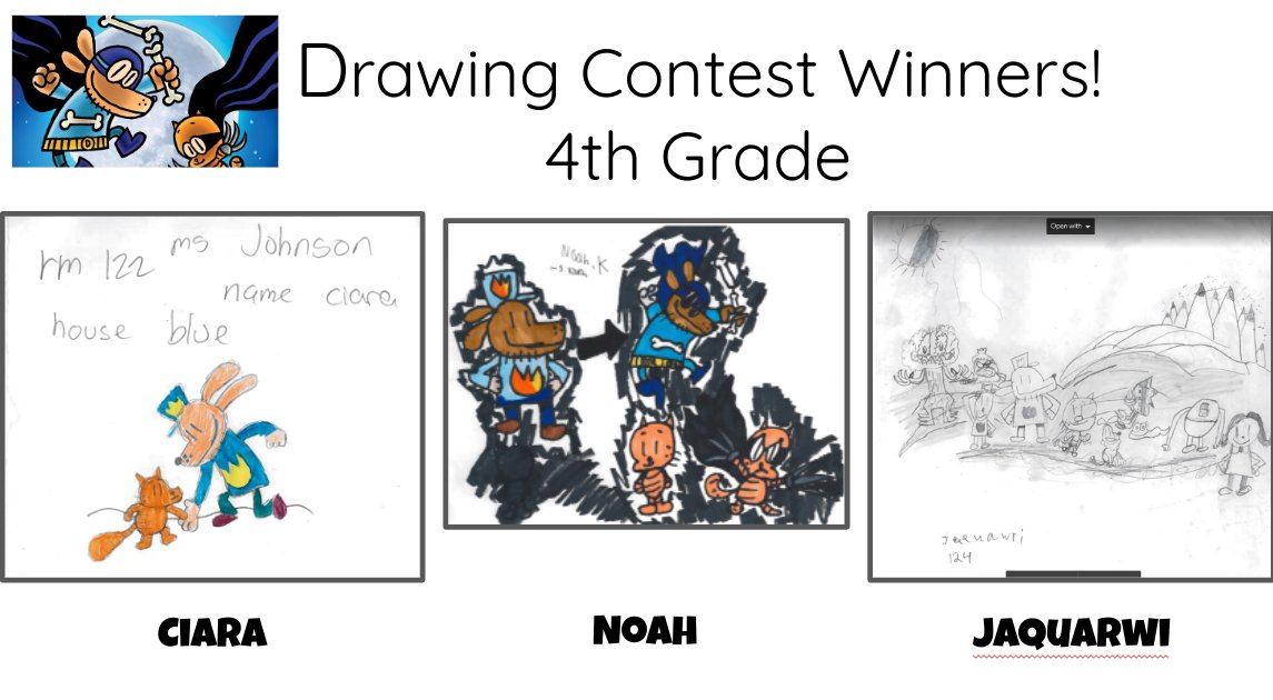 MsDiazReads's tweet photo. Congratulations to winners of the @GWCarver_CPS #dogman #catkid drawing contest! What do you think @DAVPiLKEYcomic ? 
#inspireCPS
#engageCPS
#empowerCPS https://t.co/hi8opPxjrr