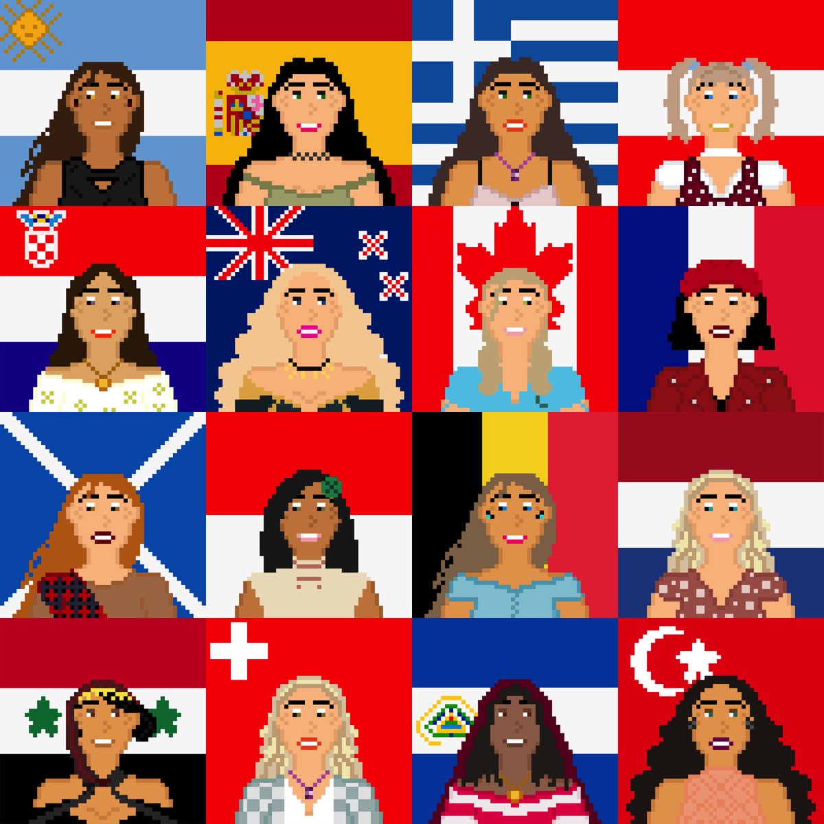 Sharlet_nft's tweet photo. There are 16 new unique flag ladies online in my "We are women" collection. Each country is only available once in the whole collection. #NFTCollection #WomenInNFTs #NFTCommunity

▶️Floor price: 0.003 ETH
▶️Polygon, no gas https://t.co/w7x3OrRiYQ