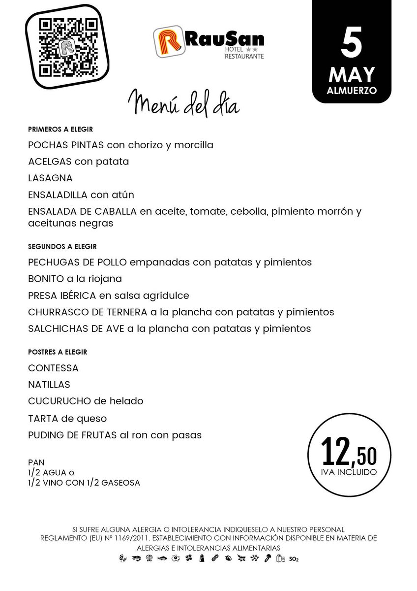 HotelRausan's tweet photo. Menú para hoy 5/05/22
#FelizJueves #MenúDelDía #HotelRausan #Rausan #Alfajarin #Restaurante #Zaragoza #RestaurantesZaragoza #HoraDeComer #UnAltoEnElCamino #BuenViaje https://t.co/hZliTW0FYx