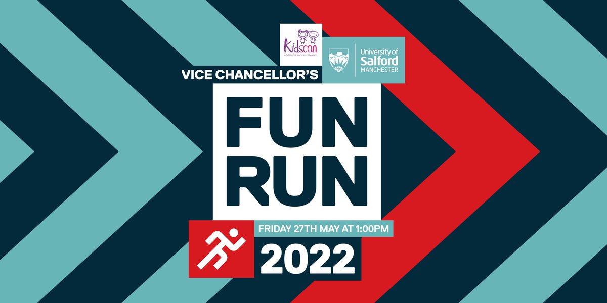 The Vice Chancellor's 5k Fun Run in aid of <a href="/Kidscan_UK/">Kidscan</a> will take place on Friday 27th May at 1.00pm, you can sign up to the event now kidscan.org.uk/events/vcfunru… #Students #Staff #TeamSalford