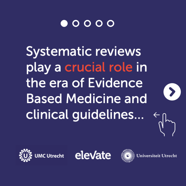 ElevateH's tweet image. Systematic Reviews in Intervention Research
This online course is part of the Epidemiology Master's programme at Utrecht University.
📆 Enroll before 23 May 2022 to start your course! bit.ly/3kFobn8
#systematicreview #research #elevatehealth