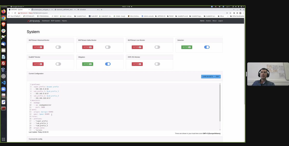innognet's tweet photo. #ARTEMIS is a fantastic tool when it comes to detecting BGP hijacks. @vkotronis shows a live demo with the community at #INNOG5. https://t.co/YiqB6fteaK
