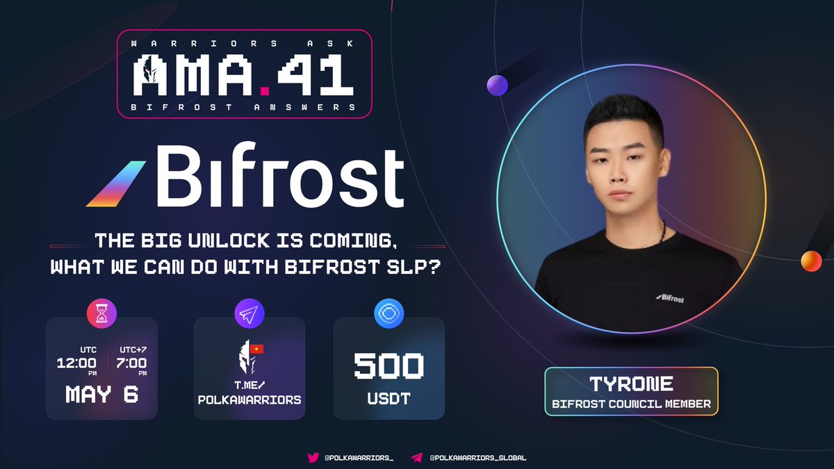 PolkaWarriors_'s tweet photo. The slot leases for the first batch of #Kusama #parachains will end in May 2022. Haven’t decided what you should do next? 

Come join our #AMA with @bifrost_finance &amp; explore what you can do with Bifrost SLP.

Time: 12:00 PM (UTC), May 6.
Venue: https://t.co/EI4JZsJYjh https://t.co/ASX92yq35e