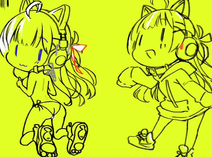 SDの線画てきなものー 白でうえからしゅーせーしたりしてるのがわかるね✏️😯 #おなほ絵 