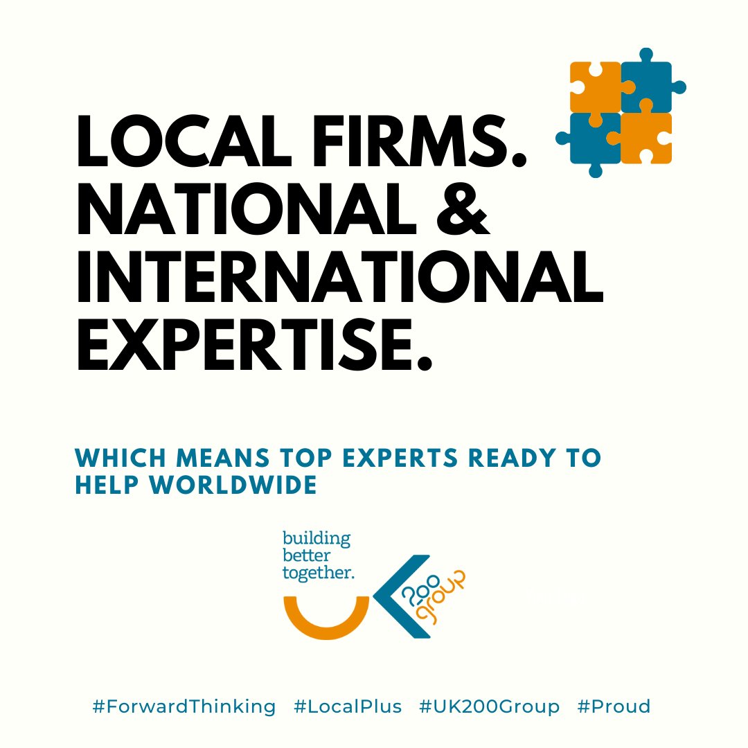 uk200group's tweet photo. Local firms, national & international expertise.
Which means top experts ready to help worldwide.
#ForwardThinking #LocalPlus #UK200Group #Proud https://t.co/U3lL6v7giK