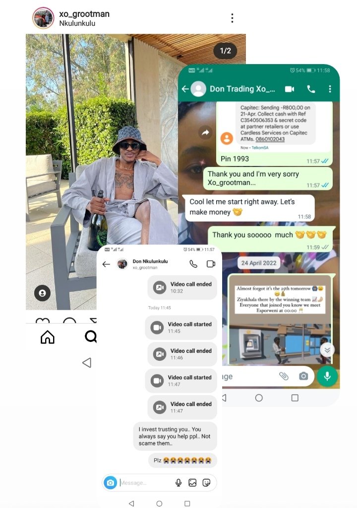 Angel26357167's tweet photo. Biggest scammer is South Africa
Don Nkululunkulu xo_grootman.. Instagram must blocked his account.. He scammed me R800 and blocked me after 2weeks..
Instagram must blocked xo_grootman forever.. Let this pictures trade.. Enough is enough https://t.co/2LfTsfDwJy