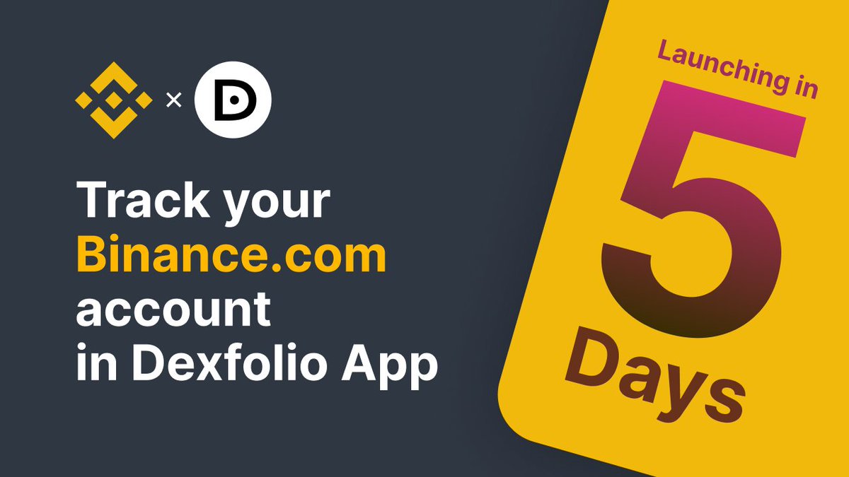 ⌛️The countdown begins!

Binance.com accounts tracking will be live in #Dexfolio in 5 days!⚡️

Who's excited for this? 😃

#Crypto #Etherum #BNB #BNBChain #IoTeX #Polygon #CEX