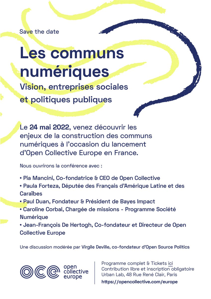 Les amis ! Le 24 mai, venez parler avec nous all things <a href="/opencollect/">Open Collective</a> dans la conférence sur les communs numériques à Paris. On présentera la nouvelle stratégie d’ @OC_Europe. It is🔥

Merci <a href="/VirgileDeville/">vir</a> et <a href="/jfdehertogh/">JF Dh 🇺🇦✌️</a> de rendre cela possible! 🙏🏽